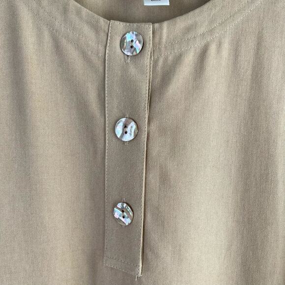 Talbots Linen Blend Scoop Neck Sleeveless Shift Maxi Dress in Tan, Size 16 - Picture 5 of 10